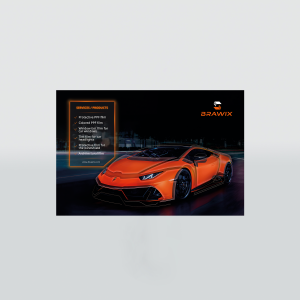 Baner brandingowy BRAWIX (pomarańczowe Lamborghini) – 1,5 × 1 m (ścienny)